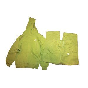 Nike Girls Youth Size XL 18-20 Sweat Suit Fleece Sweatpants & Hoodie Pea Green